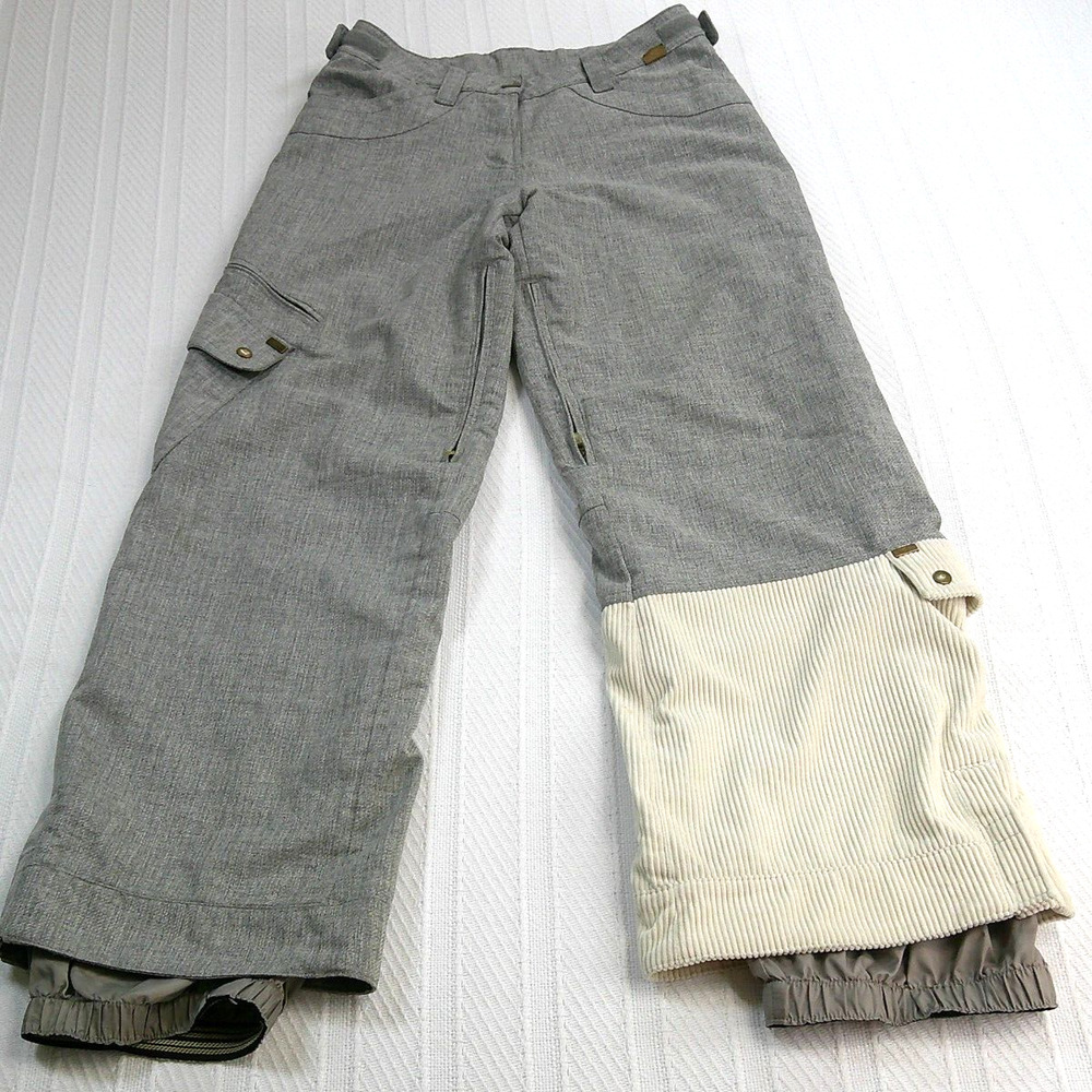 Obermeyer Toray Insulated Ski Snow Pants Gray/Beige Waterproof-Womens Sz 2 (XS)